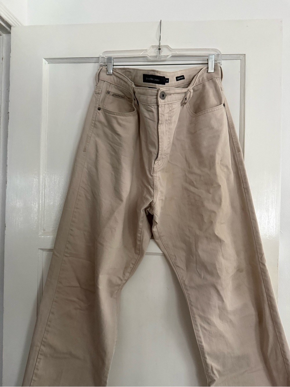 Men's Beige Relaxed Straight Jean